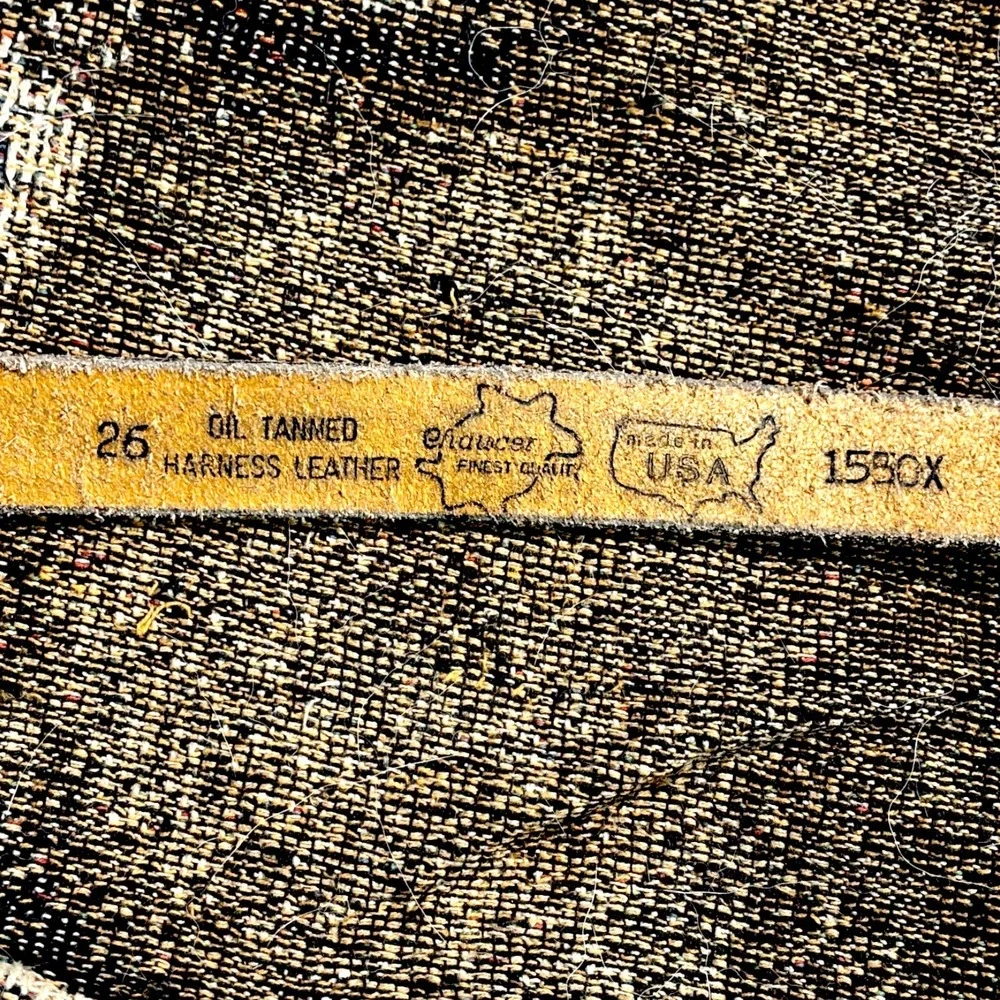Chaucer Black Oil Tanned Harness Leather Belt Made in USA Size 26 1550X